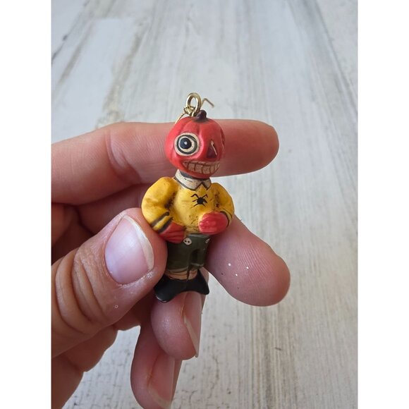 Dept 56 polliwoggs mini pumpkin Man ornament Halloween mini jack-o'-lantern shab - Picture 8 of 8